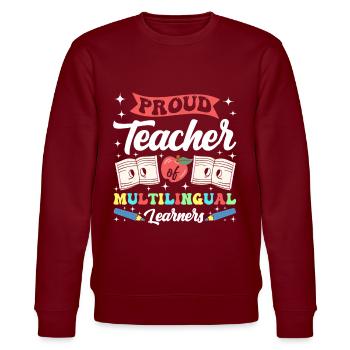 Englischlehrer Englischlerner ELL-Lehrer - Stanley/Stella Unisex Bio-Sweatshirt CHANGER  - Burgunderrot - Vorne - Nik (191cm) & Marisol (170cm)