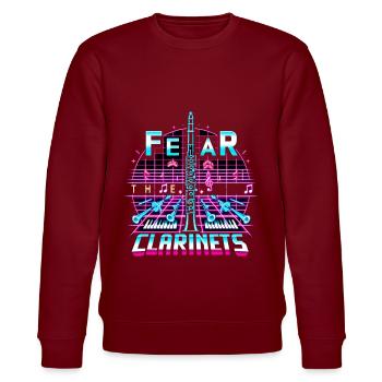 Fear The Clarinets 11 - Stanley/Stella Unisex Bio-Sweatshirt CHANGER  - Burgunderrot - Vorne - Nik (191cm) & Marisol (170cm)