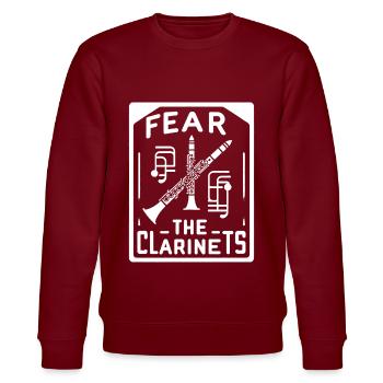 Fear The Clarinets 9 - Stanley/Stella Unisex Bio-Sweatshirt CHANGER  - Burgunderrot - Vorne - Nik (191cm) & Marisol (170cm)