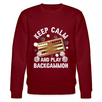 Board Game Funny Backgammon - Stanley/Stella CHANGER Unisex Organic Sweatshirt - burgundy - Front - Nik (191cm) & Marisol (170cm)