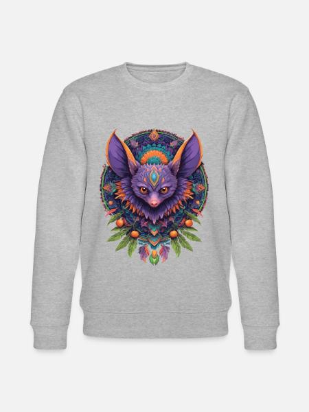 Bat Spiritual Mandala Design - Stanley/Stella CHANGER Unisex Organic Sweatshirt - heather grey
