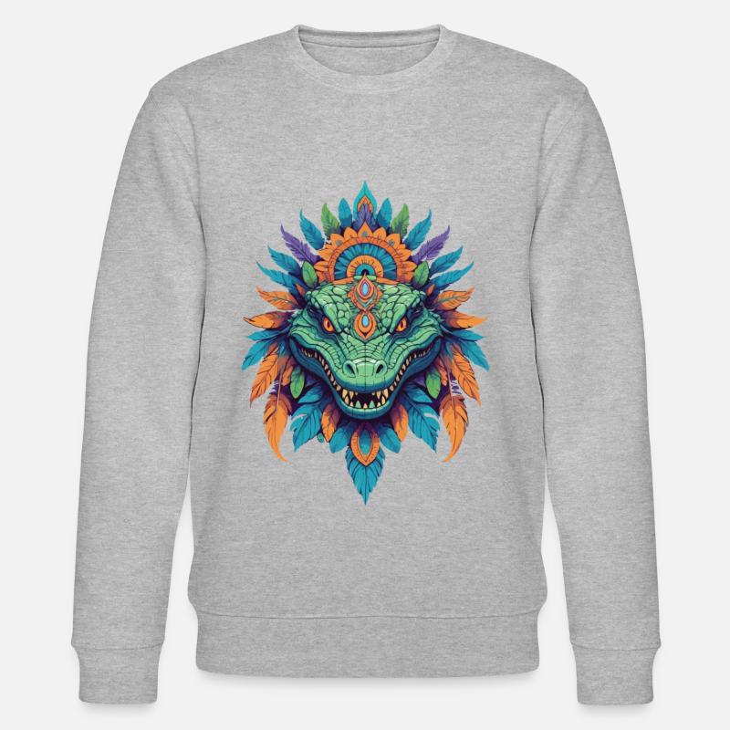 Crocodile Totem Animal Mandala Design - Sweat bio CHANGER Stanley/Stella Unisexe - gris chiné