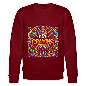 I Eat Crayons 23 - Stanley/Stella CHANGER Unisex Organic Sweatshirt - burgundy - Front - Nik (191cm) & Marisol (170cm)