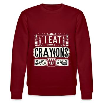 I Eat Crayons 24 - Stanley/Stella CHANGER Unisex Organic Sweatshirt - burgundy - Front - Nik (191cm) & Marisol (170cm)