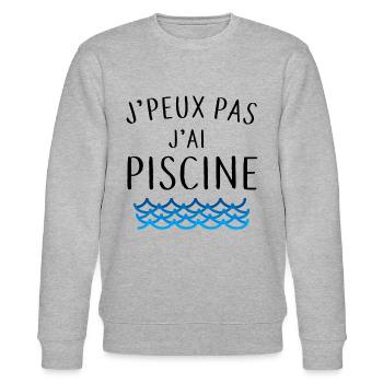 J'peux pas j'ai piscine - Sweat bio CHANGER Stanley/Stella Unisexe - gris chiné - Devant - Nik (191cm) & Marisol (170cm)