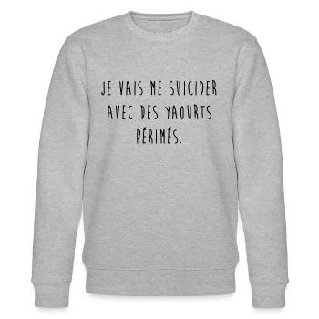 Yaourts périmés - Sweat bio CHANGER Stanley/Stella Unisexe - gris chiné - Devant - Nik (191cm) & Marisol (170cm)