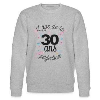 30 ans - Sweat bio CHANGER Stanley/Stella Unisexe - gris chiné - Devant - Nik (191cm) & Marisol (170cm)