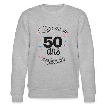 50 ans - Sweat bio CHANGER Stanley/Stella Unisexe - gris chiné - Devant - Nik (191cm) & Marisol (170cm)