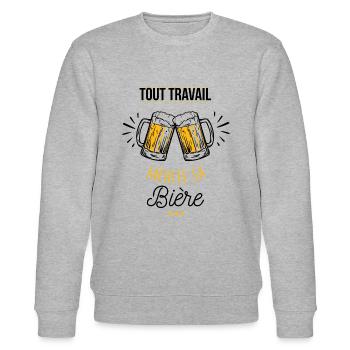 Tout travail merite sa biere - Sweat bio CHANGER Stanley/Stella Unisexe - gris chiné - Devant - Nik (191cm) & Marisol (170cm)