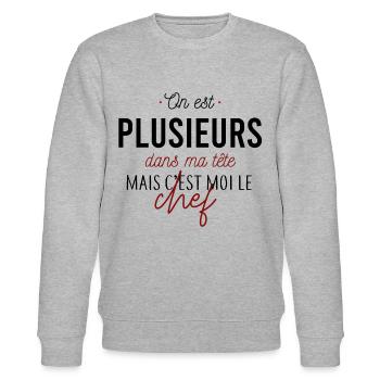C'est moi le chef - Sweat bio CHANGER Stanley/Stella Unisexe - gris chiné - Devant - Nik (191cm) & Marisol (170cm)