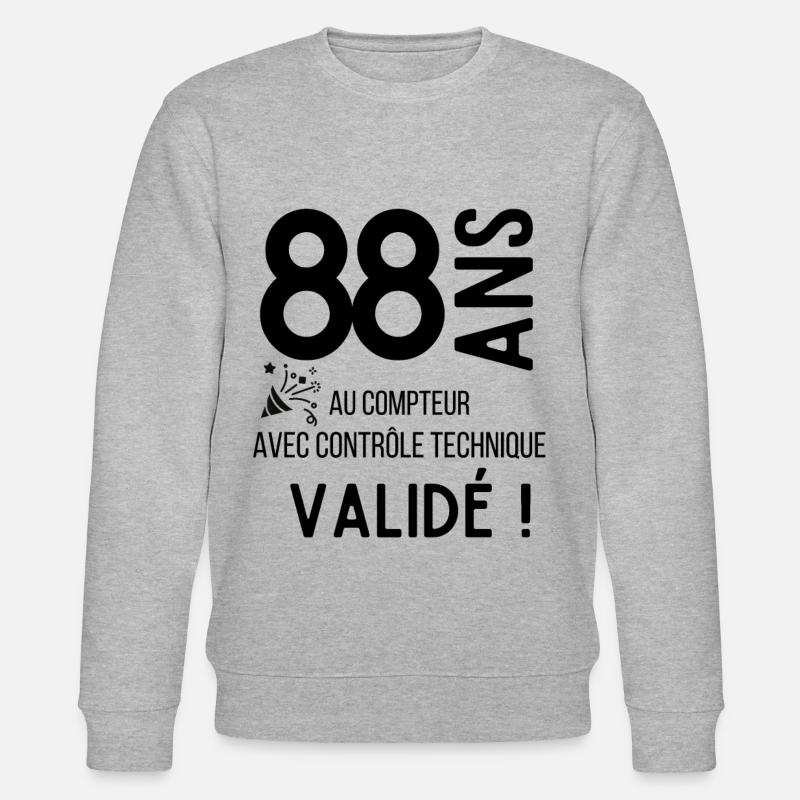 88 ans validé - Sweat bio CHANGER Stanley/Stella Unisexe - gris chiné