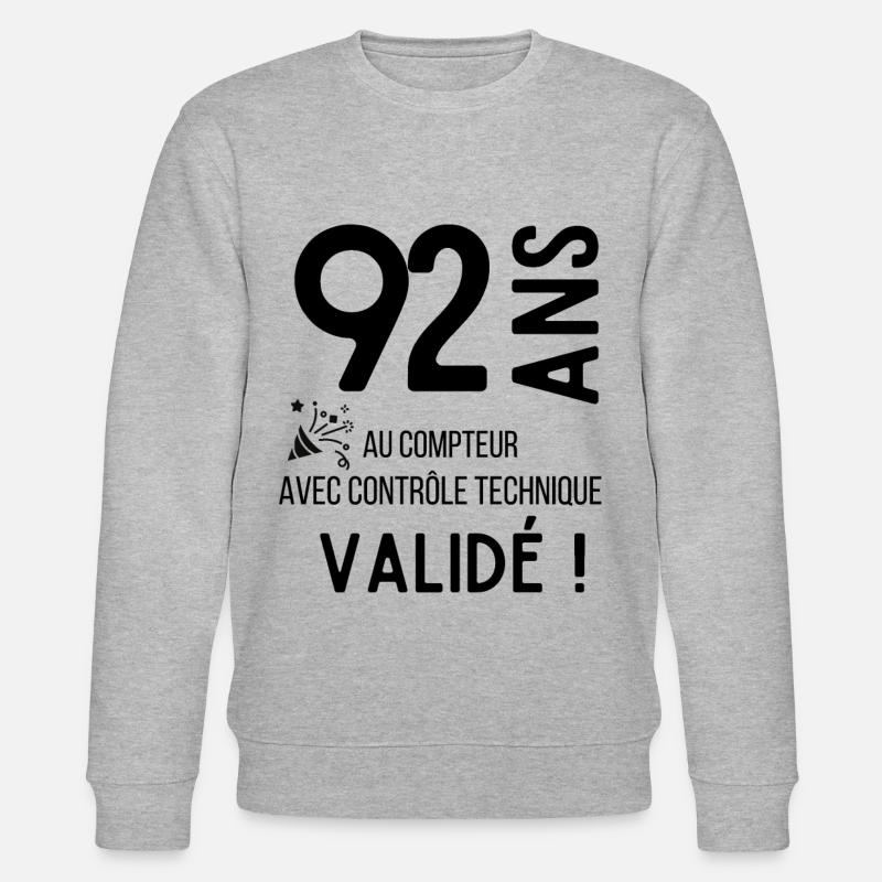 92 ans validé - Sweat bio CHANGER Stanley/Stella Unisexe - gris chiné