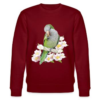 Argentine Parakeet - Stanley/Stella CHANGER Unisex Organic Sweatshirt - burgundy - Front - Nik (191cm) & Marisol (170cm)
