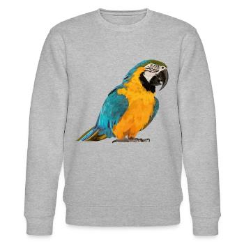 blauer und gelber Ara - Stanley/Stella Unisex Bio-Sweatshirt CHANGER  - Grau meliert - Vorne - Nik (191cm) & Marisol (170cm)