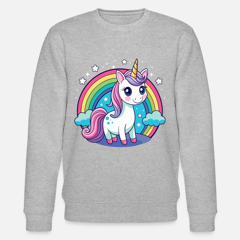 Süßes Regenbogen-Einhorn - Stanley/Stella Unisex Bio-Sweatshirt CHANGER  - Grau meliert