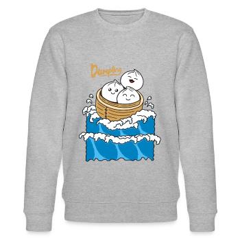 Dumpling in the Wave - Stanley/Stella CHANGER Unisex Organic Sweatshirt - heather grey - Front - Nik (191cm) & Marisol (170cm)