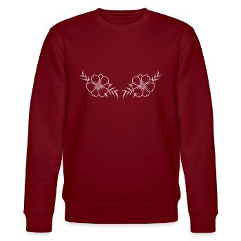 Floral blanc line art & dotwork - Sweat bio CHANGER Stanley/Stella Unisexe - bordeaux - Devant - Nik (191cm) & Marisol (170cm)