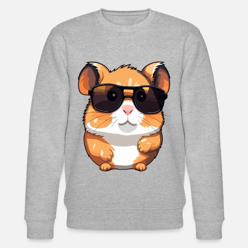 Süßer Hamster mit Sonnenbrille - Stanley/Stella Unisex Bio-Sweatshirt CHANGER  - Grau meliert