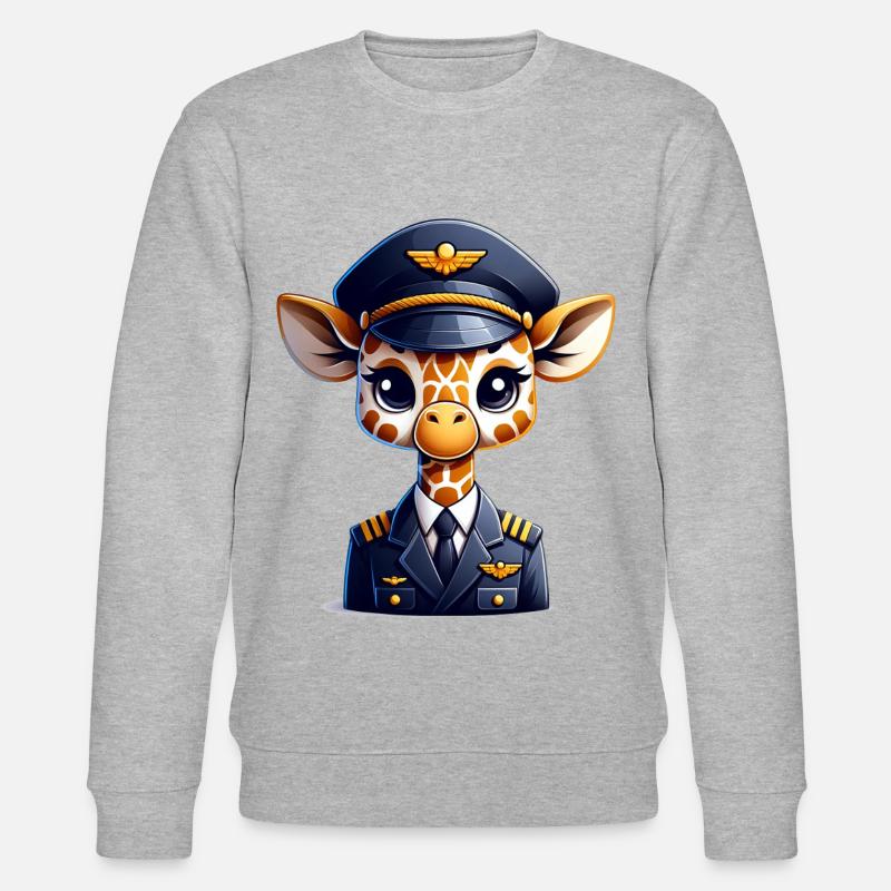 Pilote de girafe mignon - Sweat bio CHANGER Stanley/Stella Unisexe - gris chiné