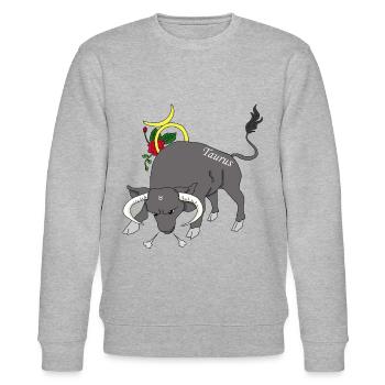 Sternzeichen Stier Geschenk Shirt - Stanley/Stella Unisex Bio-Sweatshirt CHANGER  - Grau meliert - Vorne - Nik (191cm) & Marisol (170cm)
