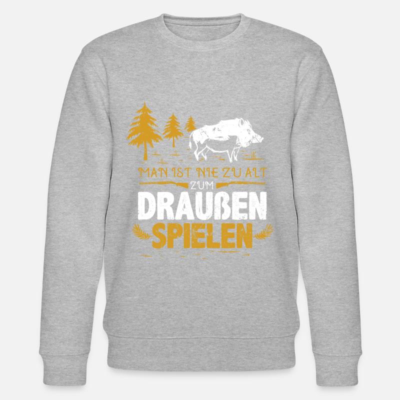 Jäger mit Wildschwein - Nie zu alt - Stanley/Stella Unisex Bio-Sweatshirt CHANGER  - Grau meliert
