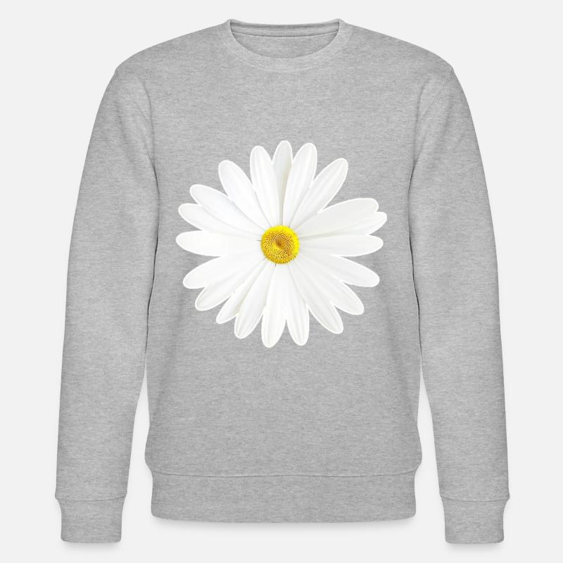 Daisy fleur blanche nature cadeau - Sweat bio CHANGER Stanley/Stella Unisexe - gris chiné