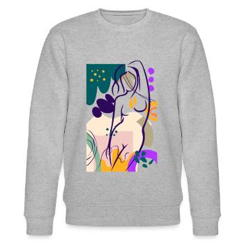 Nudist FKK Nackt Geschenk - Stanley/Stella Unisex Bio-Sweatshirt CHANGER  - Grau meliert - Vorne - Nik (191cm) & Marisol (170cm)