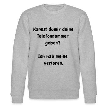 TELEFONNUMMER WITZ Anmachspruch lustig geil - Stanley/Stella Unisex Bio-Sweatshirt CHANGER  - Grau meliert - Vorne - Nik (191cm) & Marisol (170cm)