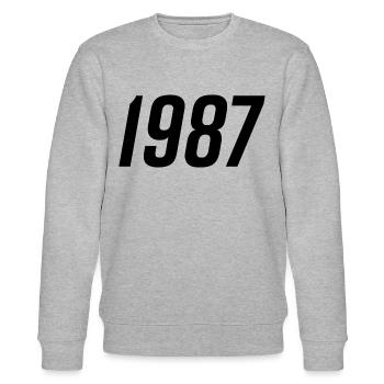 1987 Geburtsjahr Geschenk - Stanley/Stella Unisex Bio-Sweatshirt CHANGER  - Grau meliert - Vorne - Nik (191cm) & Marisol (170cm)