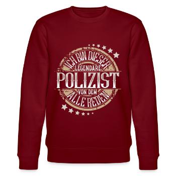 Polizist - Stanley/Stella Unisex Bio-Sweatshirt CHANGER  - Burgunderrot - Vorne - Nik (191cm) & Marisol (170cm)