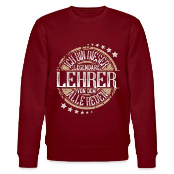 Lehrer - Stanley/Stella Unisex Bio-Sweatshirt CHANGER  - Burgunderrot - Vorne - Nik (191cm) & Marisol (170cm)