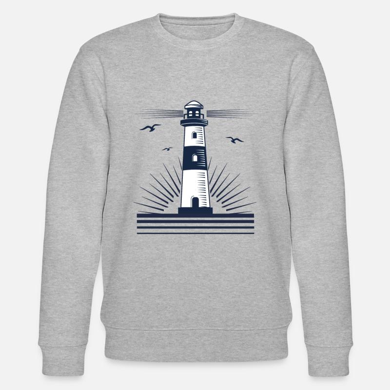 Lighthouse with seagulls - Stanley/Stella CHANGER Unisex Organic Sweatshirt - heather grey