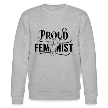 Stolze Feministin Feminist Patriarchat Feminismus - Stanley/Stella Unisex Bio-Sweatshirt CHANGER  - Grau meliert - Vorne - Nik (191cm) & Marisol (170cm)