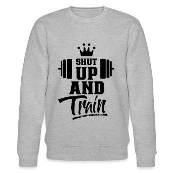 Be Quiet And Train Gym Gym - Stanley/Stella CHANGER Unisex Organic Sweatshirt - heather grey - Front - Nik (191cm) & Marisol (170cm)