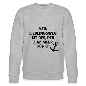 LIEBLINGSWEG MEER ERHOLUNG URLAUB AUSZEIT ANKER - Stanley/Stella Unisex Bio-Sweatshirt CHANGER  - Grau meliert - Vorne - Nik (191cm) & Marisol (170cm)