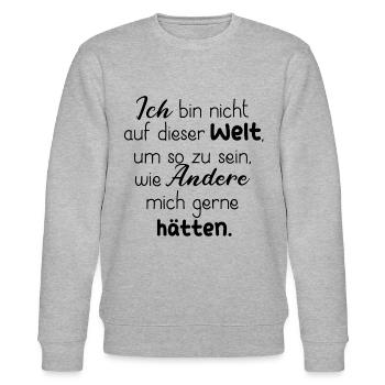 ICH DASEIN WELT SELBSTFINDUNG SELBSTLIEBE GLÜCK - Stanley/Stella Unisex Bio-Sweatshirt CHANGER  - Grau meliert - Vorne - Nik (191cm) & Marisol (170cm)