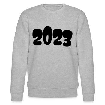 2023 - Jahr - Linie - Jahreswechsel - Stanley/Stella Unisex Bio-Sweatshirt CHANGER  - Grau meliert - Vorne - Nik (191cm) & Marisol (170cm)
