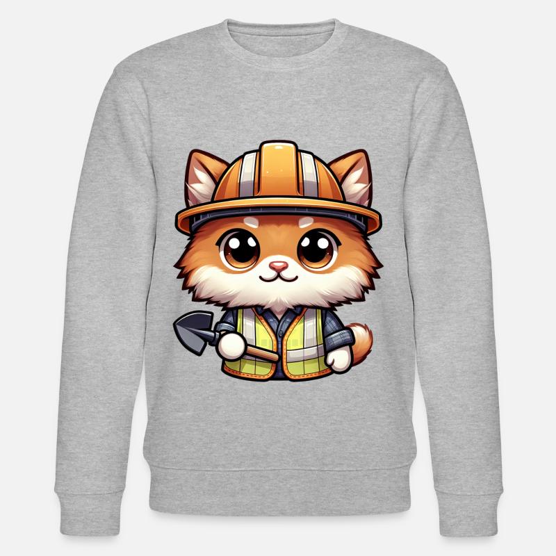 Cute Cat Construction Worker - Stanley/Stella Unisex Bio-Sweatshirt CHANGER  - Grau meliert