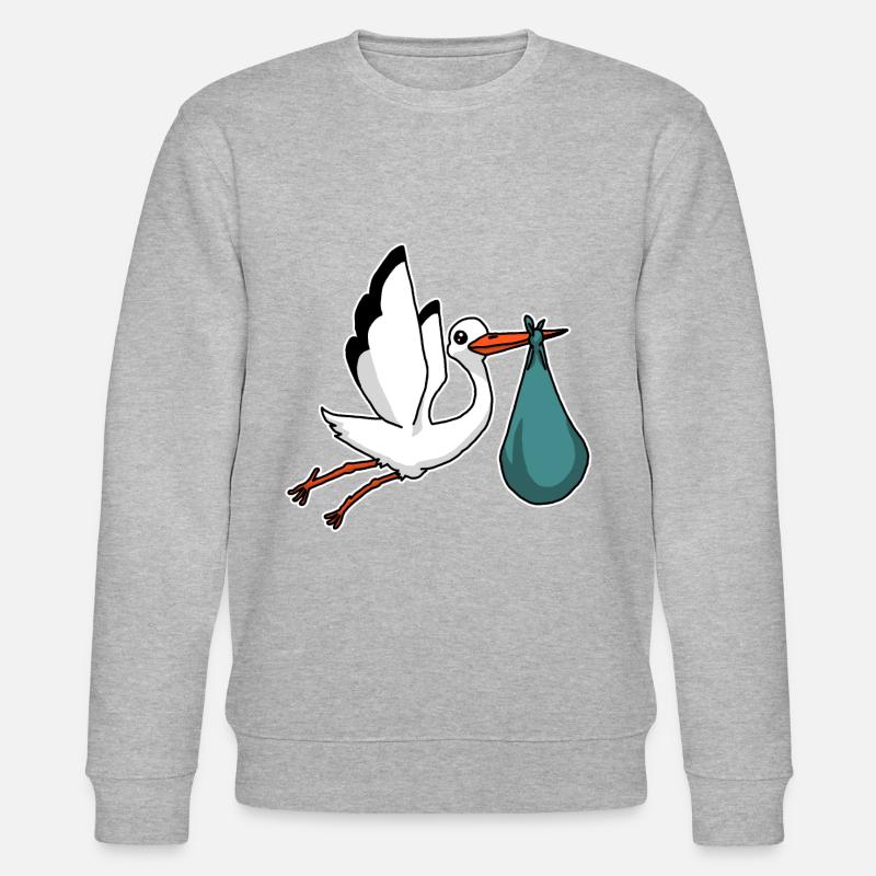 Cigogne, cigogne blanche, bébé, grossesse - Sweat bio CHANGER Stanley/Stella Unisexe - gris chiné