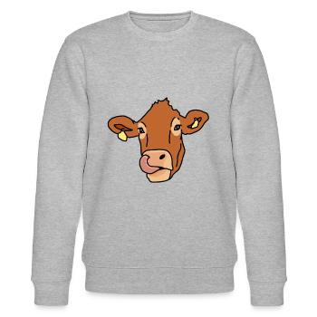 Ku, dyr, husdyr, komisk - Stanley/Stella CHANGER økologisk unisex-sweatshirt - gråmelert - Foran - Nik (191cm) & Marisol (170cm)