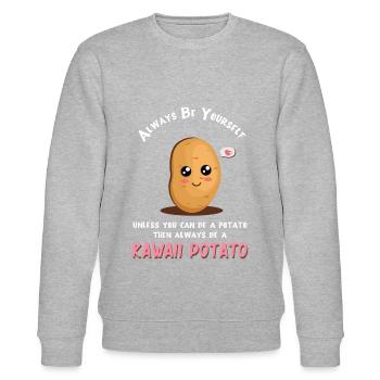 Kawaii Potato - Lustiges Anime Kartoffel - Stanley/Stella Unisex Bio-Sweatshirt CHANGER  - Grau meliert - Vorne - Nik (191cm) & Marisol (170cm)