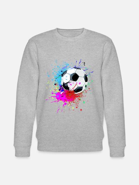 Bunter Fußball Splash Design - Stanley/Stella Unisex Bio-Sweatshirt CHANGER - Grau meliert