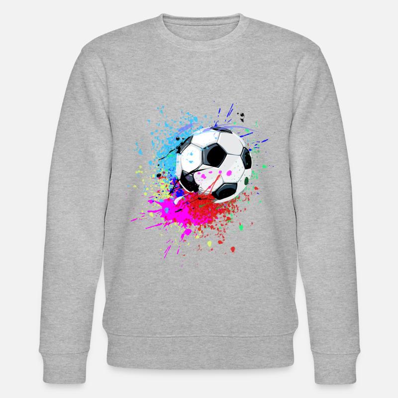 Bunter Fußball Splash Design - Stanley/Stella Unisex Bio-Sweatshirt CHANGER  - Grau meliert