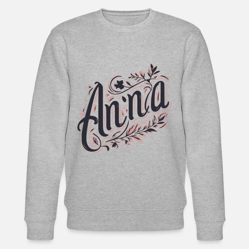 Anna Name Floral - Stanley/Stella Unisex Bio-Sweatshirt CHANGER  - Grau meliert