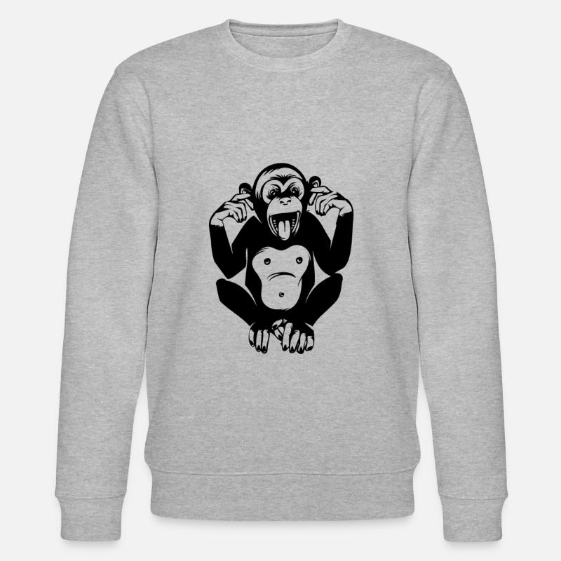 Singe Cadeau drôle de chimpanzé - Sweat bio CHANGER Stanley/Stella Unisexe - gris chiné
