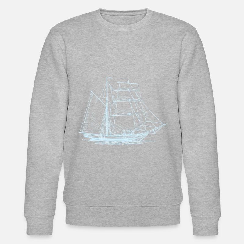 Light blue boat drawing - Stanley/Stella CHANGER Unisex Organic Sweatshirt - heather grey