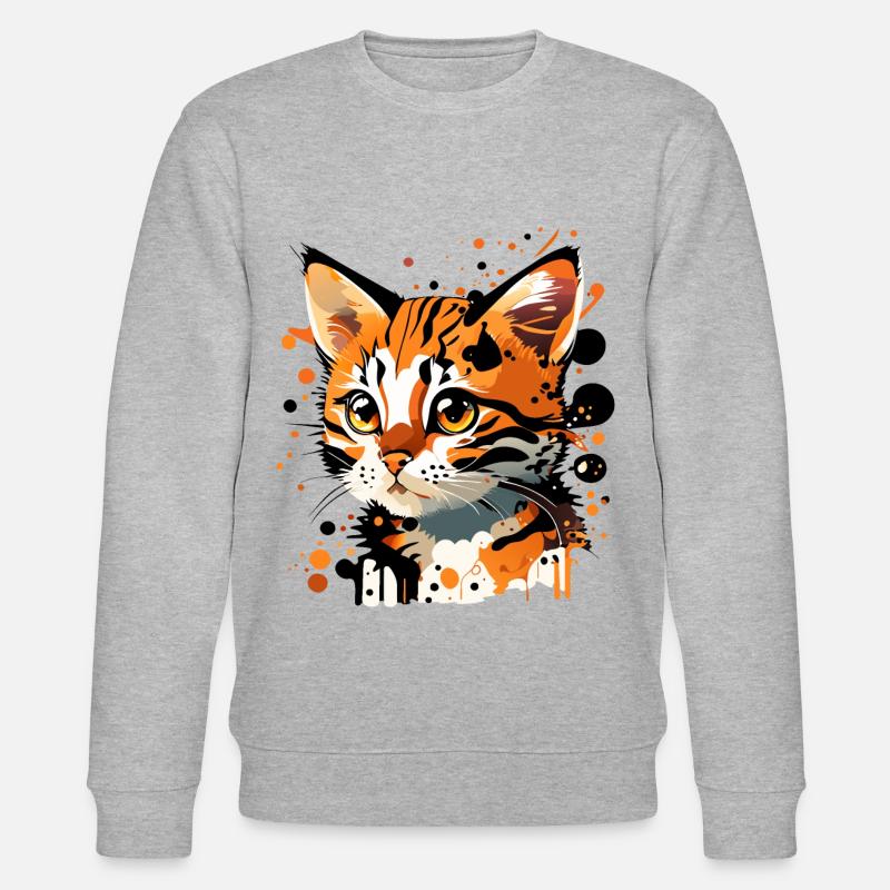 getigertes Kätzchen - Stanley/Stella Unisex Bio-Sweatshirt CHANGER  - Grau meliert