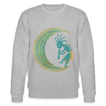 Native American - Kokopelli Mandala Half Moon 1 - Stanley/Stella CHANGER Unisex Organic Sweatshirt - heather grey - Front - Nik (191cm) & Marisol (170cm)