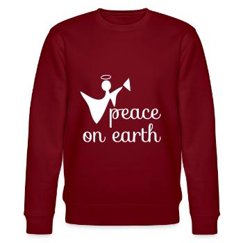 Christliches Weihnachtsdesign Frieden auf Erden - Stanley/Stella Unisex Bio-Sweatshirt CHANGER  - Burgunderrot - Vorne - Nik (191cm) & Marisol (170cm)
