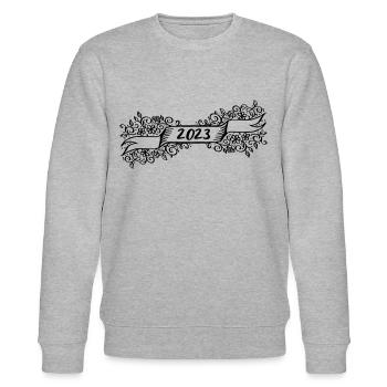 2023 Jahreswechsel Muster Geschenkidee - Stanley/Stella Unisex Bio-Sweatshirt CHANGER  - Grau meliert - Vorne - Nik (191cm) & Marisol (170cm)